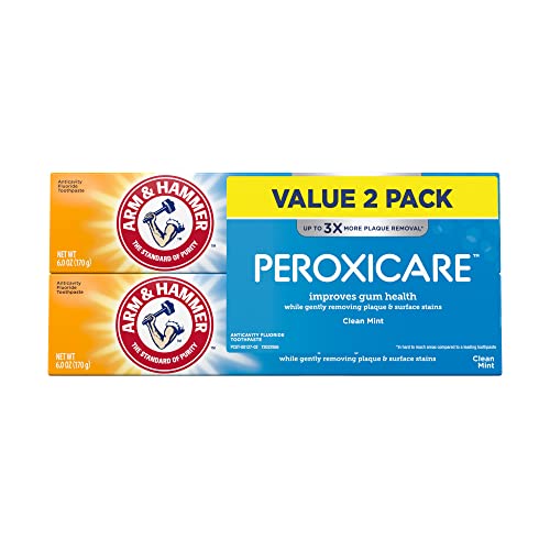 Arm & Hammer Peroxicare Baking Soda Toothpaste, Clean Mint, 6 oz (Pack of 2)