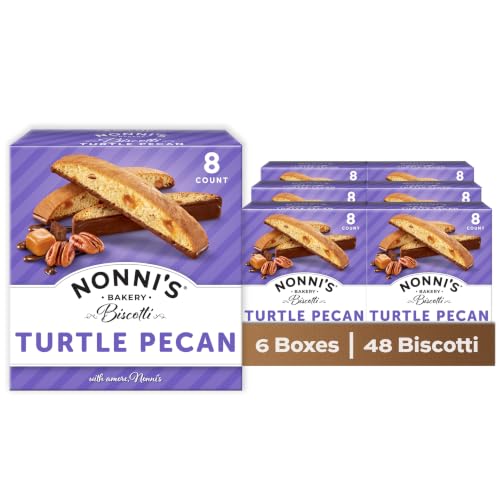 Nonni's Turtle Pecan Biscotti, Individually Wrapped, 8 Count (Case of 6 Boxes)