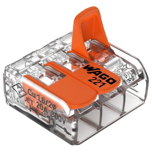 WAGO Lever-Nuts 221-413 Splicing Connector, 3-Conductor, 24-12 AWG (Bag of 10)
