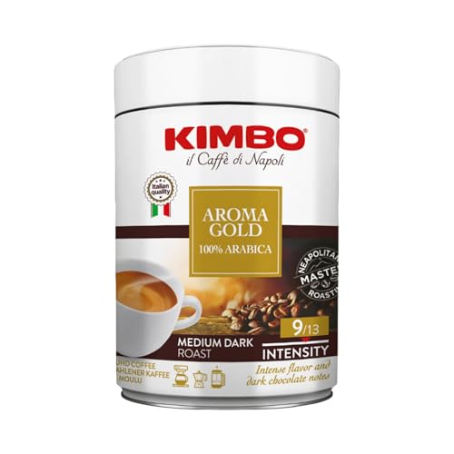 Kimbo Aroma Gold Ground Coffee, Medium Dark Roast, 8.8 oz Tin