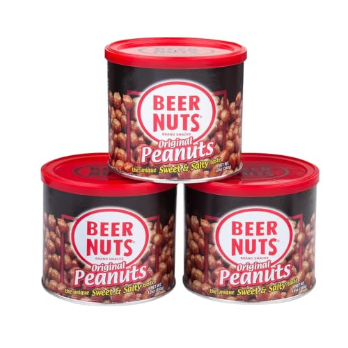 Beer Nuts Original Redskin Peanuts, Sweet and Salty, 12 oz Can (Pack of 3)