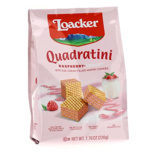 Loacker Quadratini Raspberry-Yogurt Wafer Cookies, 7.76 oz