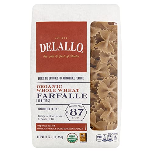 DeLallo Organic Whole Wheat Farfalle No. 87, 16 oz