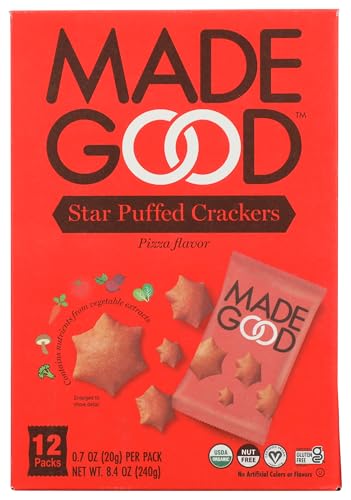 MadeGood Organic Pizza Star Puffed Crackers Multipack, 8.4 oz