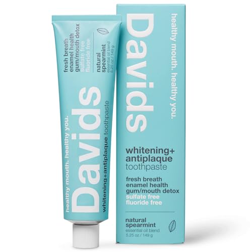 David's Fluoride Free Whitening Toothpaste, SLS Free, Spearmint, 5.25 oz