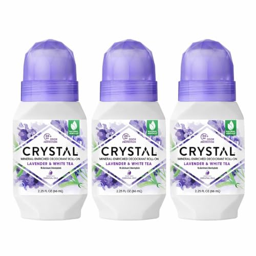 Crystal Mineral Deodorant Roll-On, Lavender & White Tea, 2.25 fl oz (Pack of 3)