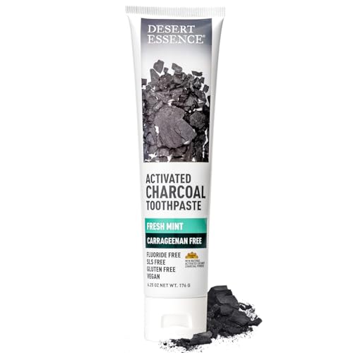 Desert Essence Activated Charcoal Toothpaste, Fluoride-Free, 6.25 oz