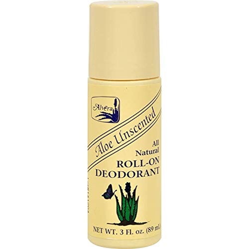 Alvera All Natural Roll-On Deodorant, Aloe Unscented, 3 fl oz (Pack of 6)