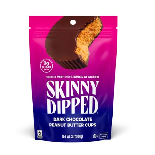 SkinnyDipped Dark Chocolate Peanut Butter Cups, 3.2 oz (6 Cups)