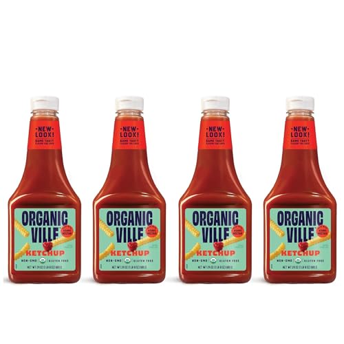 Organicville Organic Ketchup, Squeeze Bottle, 24 oz (Pack of 4)