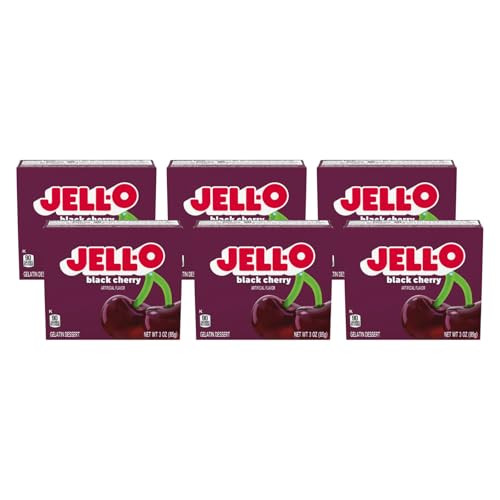Jell-O Black Cherry Gelatin Dessert Mix, 0.3 oz (Pack of 6)