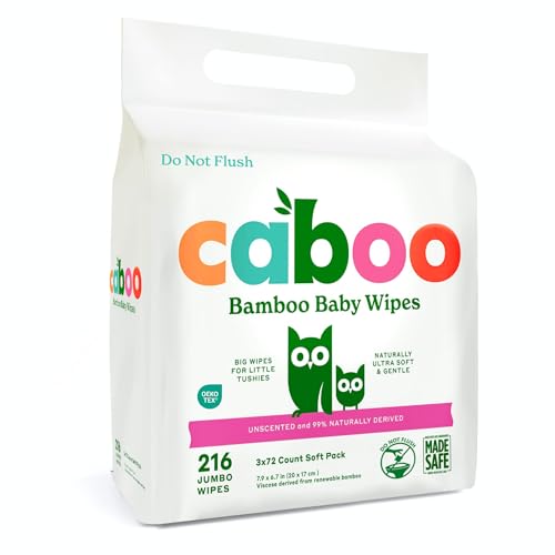 Caboo Tree Free Baby Wipes, Unscented (216 Wipes)