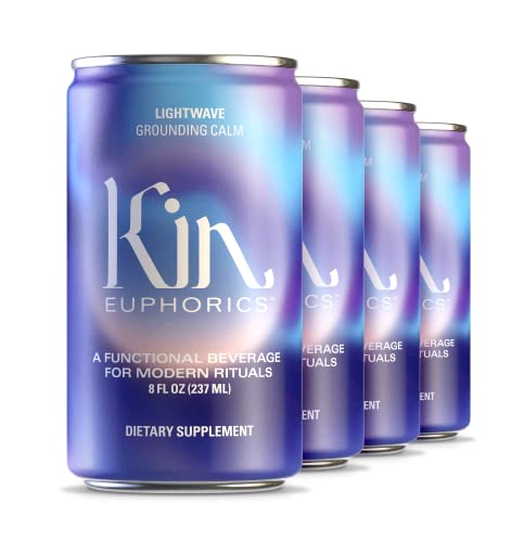 Kin Euphorics Lightwave Non-Alcoholic Functional Beverage, 8 fl oz (Pack of 4)