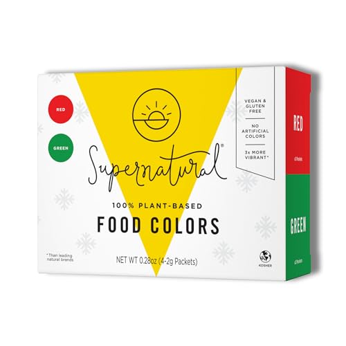 Red and Green Natural Food Coloring Powder Set, 8 Pack