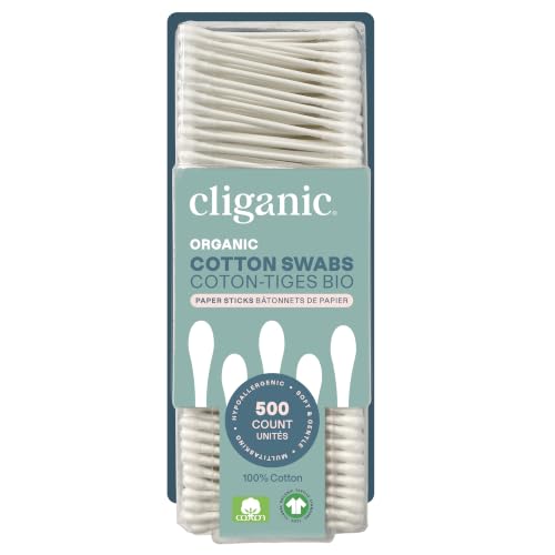 Cliganic Organic Cotton Swabs, 500 Count