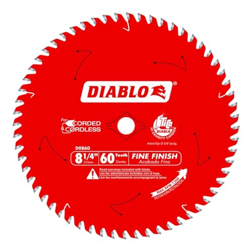 Diablo Fine Finish Saw Blade, 8-1/4 Inch, 60 ATB Teeth
