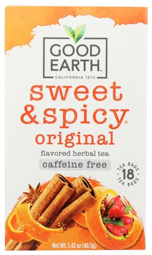Good Earth Original Sweet & Spicy Herb Tea, Caffeine Free, 18 Count