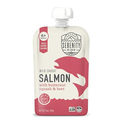 Serenity Kids Baby Food Pouch, Wild Caught Salmon, Butternut Squash and Beet, 3.5 oz