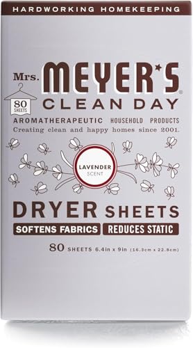 Mrs. Meyer's Clean Day Dryer Sheets, Lavender, 80 Count (Pack of 2)