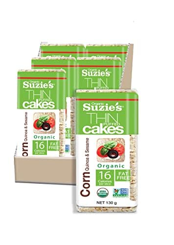 Suzie's Organic Rice Cakes Thins, Corn Quinoa & Sesame (Pack of 6)
