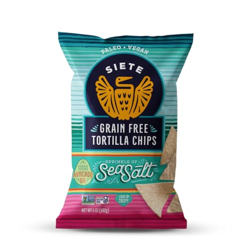 Siete Grain Free Sea Salt Tortilla Chips, 5 oz (Pack of 12)