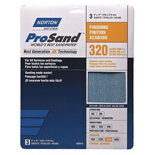 Sandpaper Sheets, 9 x 11 in., 320 Grit, 3X Job Pack (20 Sheets)
