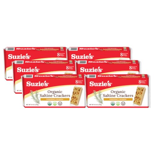Suzie's Organic Rosemary Sesame Saltine Crackers, 6 Pack (48 Stay Fresh Packs)