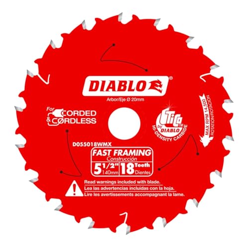 Diablo Fast Framing Saw Blade for Wood, 5-1/2 in, 18 ATB Teeth