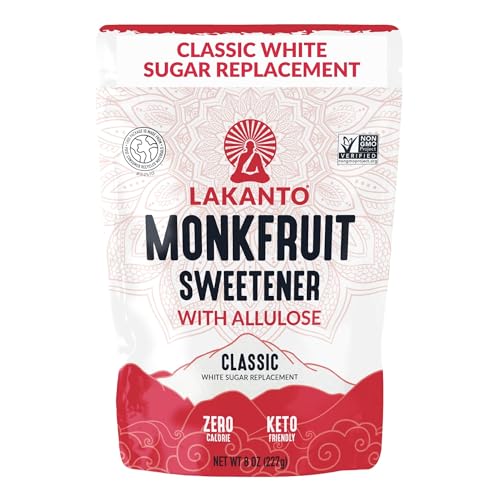 Lakanto Classic Monk Fruit Sweetener with Allulose, White Sugar, 8 oz
