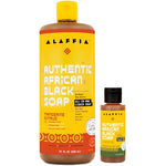 Alaffia African Black Soap, Tangerine Citrus 32 oz and Eucalyptus Tea Tree 2 oz