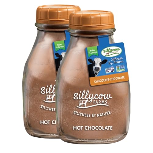 Sillycow Farms Hot Chocolate Mix, 16.9 oz Glass Bottle (Pack of 2)