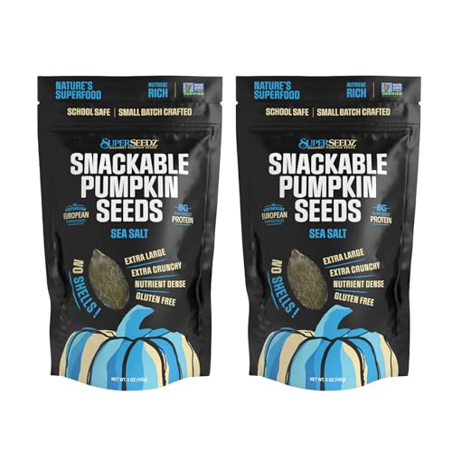 SuperSeedz Dry Roasted Pumpkin Seeds with Sea Salt, 5 oz (Pack of 2)