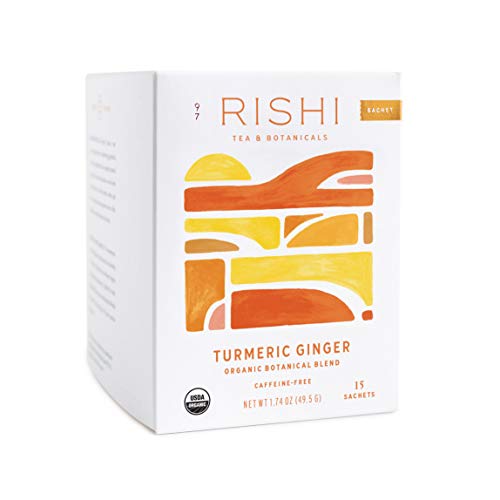 Rishi Tea Turmeric Ginger Herbal Tea, 15 Sachet Bags, 1.75 oz