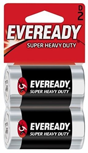 Eveready Super Heavy Duty D Batteries, 2 Count (Pack of 3)