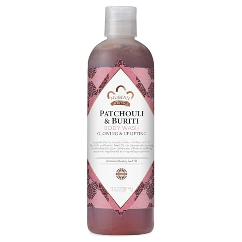 Nubian Heritage Patchouli and Buriti Body Wash with Aloe Vera and Rosehip Seed Oil, 13 oz