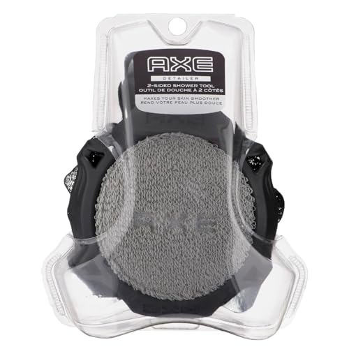 AXE Men's Shower Scrubber Tool, 2-Sided, Gray