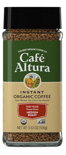 Cafe Altura Instant Organic Coffee, Medium Roast, 3.53 oz Jar