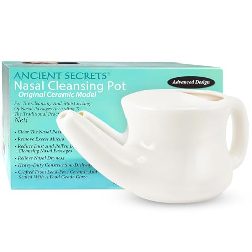 Ancient Secrets Neti Pot Sinus Rinse with Pre-Measured Cleansing Salt Pack
