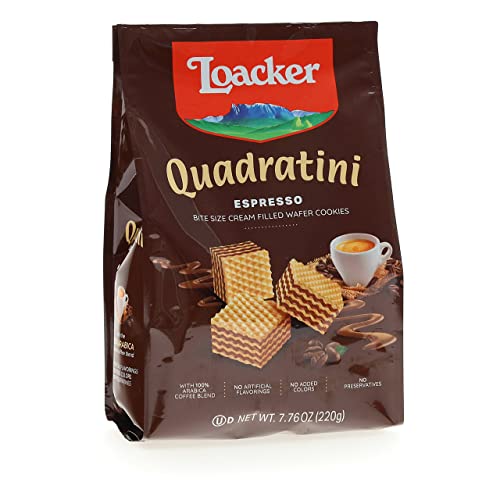 Loacker Quadratini Espresso Bite-Size Wafer Cookies, 7.76 oz