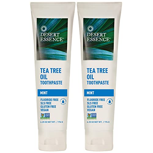 Desert Essence Tea Tree Oil Toothpaste, Mint, 6.25 oz (Pack of 2)