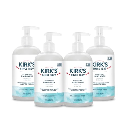 Kirk's Hydrating Hand Wash, Fragrance Free, 12 fl oz (Pack of 4)