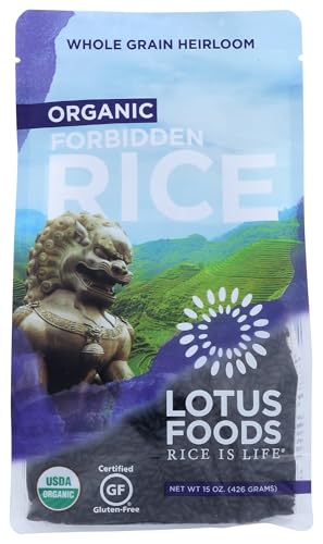 Lotus Foods Organic Forbidden Rice, Black Rice, 15 oz Bag