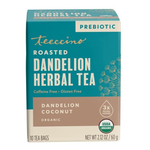 Teeccino Dandelion Coconut Tea, 10 Tea Bags