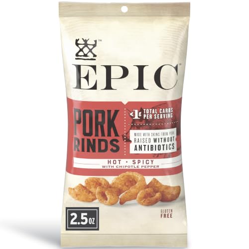 EPIC Hot and Spicy Chipotle Pepper Pork Rinds, 2.5 oz