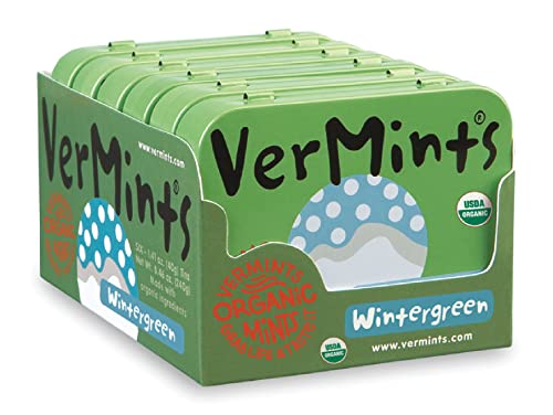 VerMints Organic Breath Mints, Wintergreen, 1.41 oz Tins (Pack of 6)