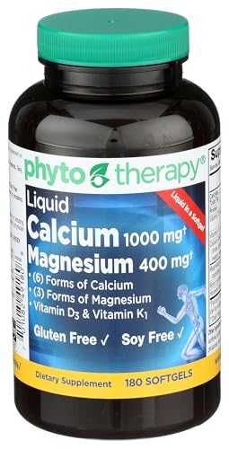 Phyto-Therapy Liquid Calcium with Magnesium, 1000 mg, 180 Softgels