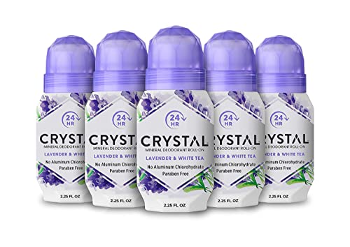 Crystal Mineral Deodorant Roll-On, Lavender and White Tea, 2.25 oz (Pack of 5)