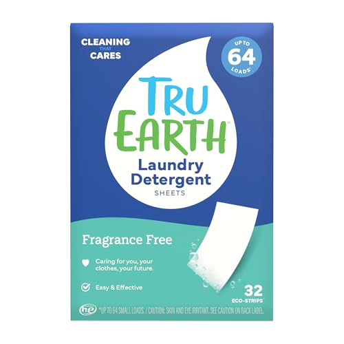 Tru Earth Dry Laundry Detergent Sheets, Unscented, 32 Strips