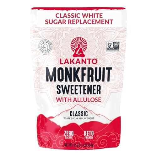 Lakanto Classic Monk Fruit Sweetener with Allulose, White Sugar, 1 lb