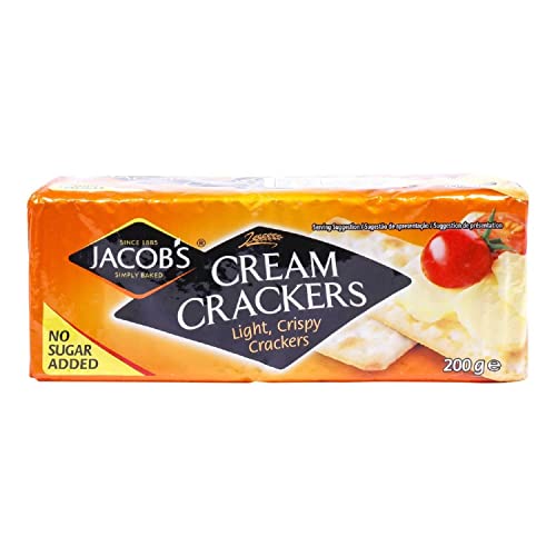 Jacob's Cream Crackers, No Added Sugar, 200 g (Pack of 6)